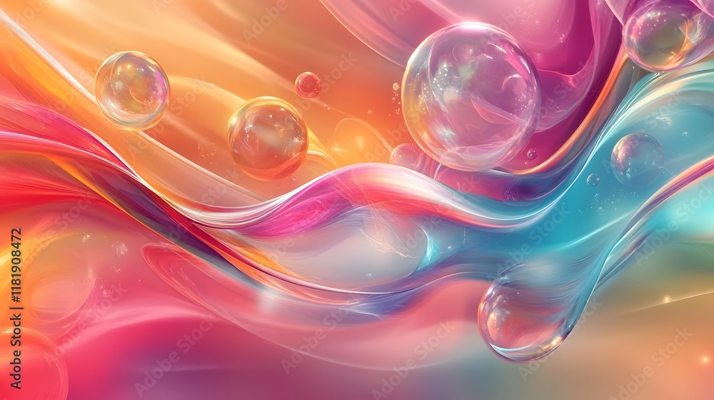 Poster ethereal and symbolic background featuring a blending of soft pastel tones and vibrant modern decora