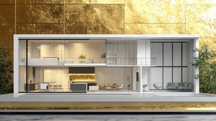 Modern Apartment Blueprint 3D Model Set