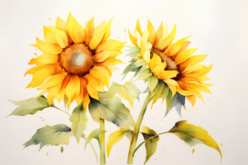 watercolor painting  sunflower