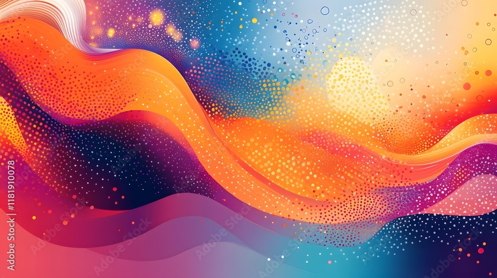Poster visually striking abstract background featuring a dynamic interplay of vibrant patterns flowing grad