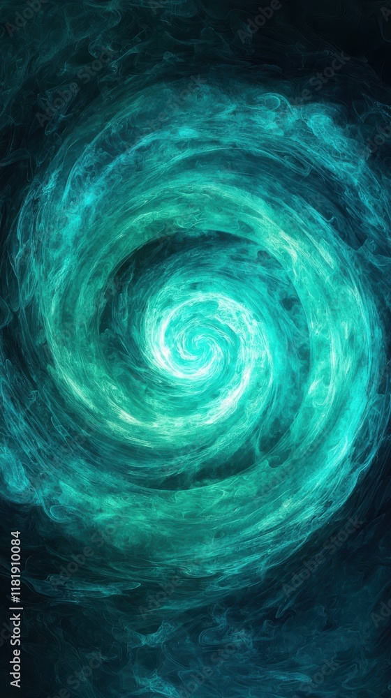 Poster dynamic swirl gradient of emerald green and teal abstract background digital art illuminated effects