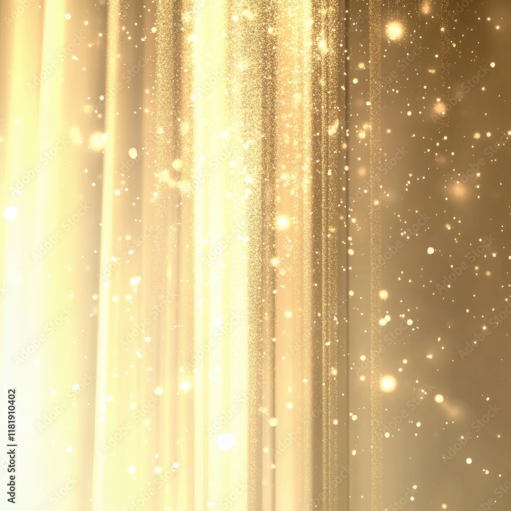 Poster shimmering golden background filled with soft glowing light particles and bokeh effects background