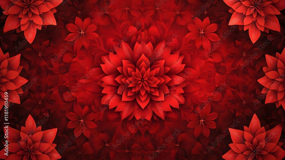 Poster elegant traditional red minimal festive ornamental pattern design with vibrant tones and gradient so