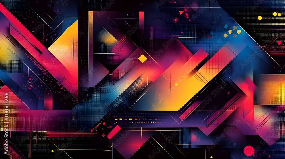 Aufkleber vibrant gradient design blending modern geometric patterns with rich ornamental details and a compos