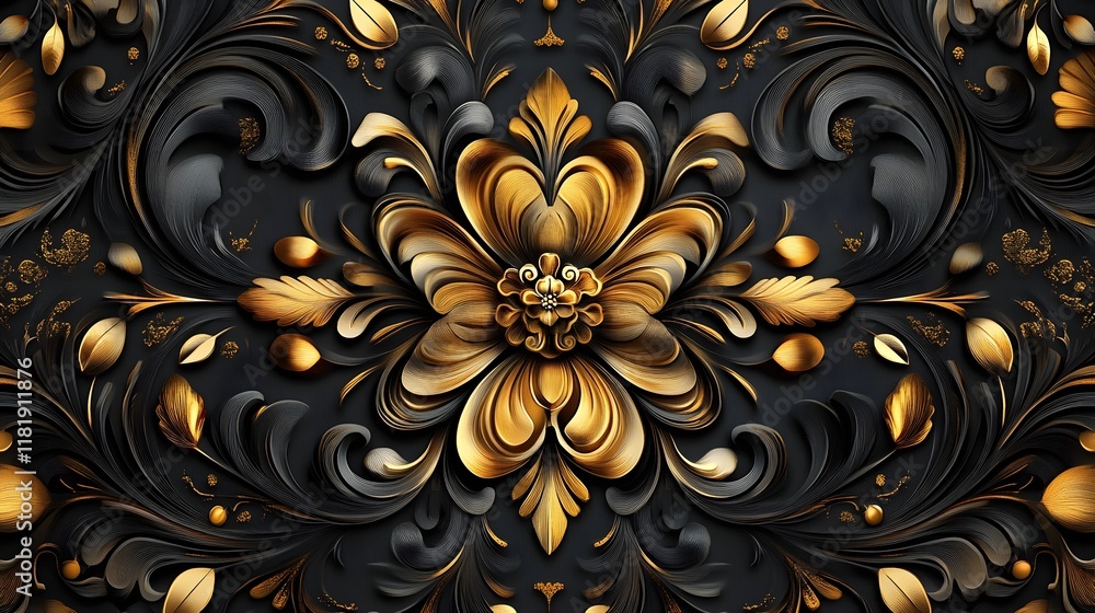 Poster elegant patterned gold design featuring vibrant gradients clean lines and soft ornamental details th