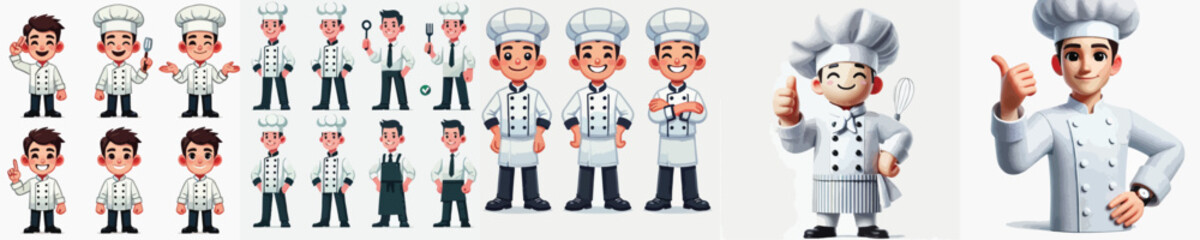 vector set of chefs smiling and giving thumbs up