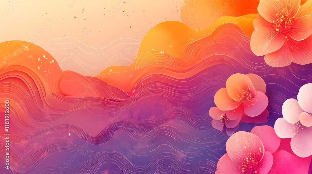 Poster elegant and captivating floral gradient patterns with subtle soft elements perfect for lunar new yea