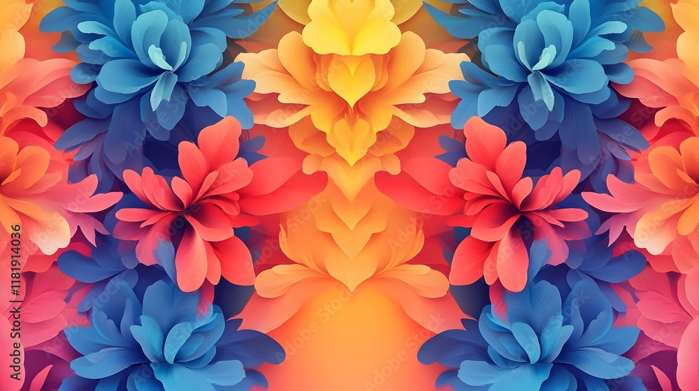 Aufkleber vibrant and elegant ornamental floral design blending soft gradient patterns and decorative motifs i