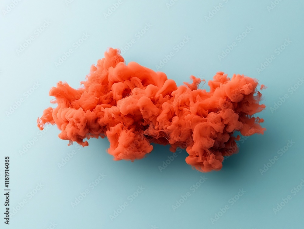 Poster explosive orange ink documented on a pure white canvas this digital captures the energy and movement