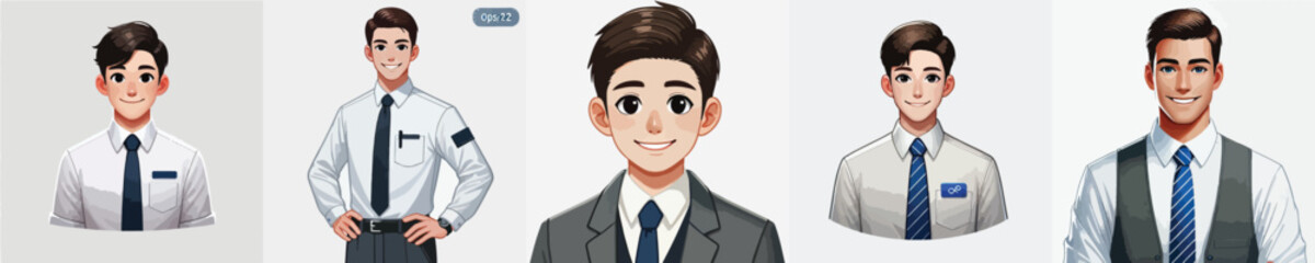 vector set of smiling office workers