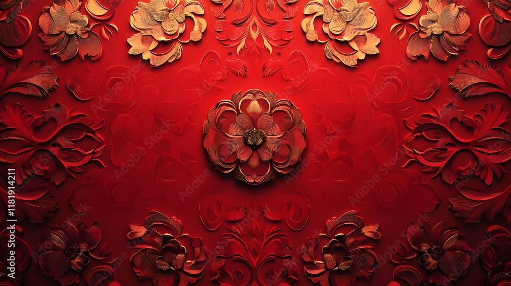 Poster elegant and modern decorative background design with traditional red gradient floral patterns soft t