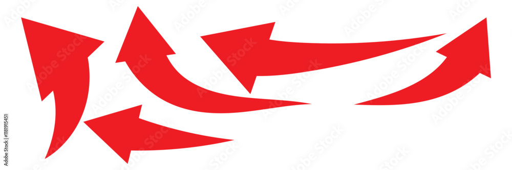 Poster black arrows icon vector set. bold arrow symbol curved flat design isolated