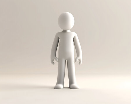 Minimalistic 3D Illustration of a Simple Human Figure on Neutral Background, Perfect for Conceptual Design and Creative Projects