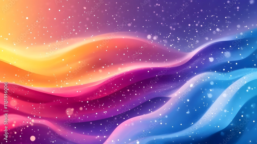 Poster vibrant gradient background with decorative patterns and soft ethereal details minimal clean design 