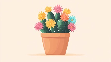 Blooming cactus in terracotta pot. (1)