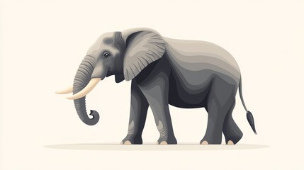 Fototapeta premium Majestic African elephant walking, isolated on white.