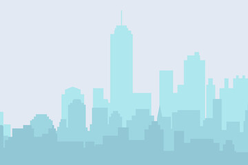 Fototapeta premium City skyline vector illustration. Urban landscape cityscape in flat style. cCity silhouette. Cityscape backgrounds. Daytime city skyline.