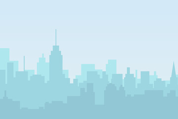Naklejka premium City skyline vector illustration. Urban landscape cityscape in flat style. cCity silhouette. Cityscape backgrounds. Daytime city skyline.