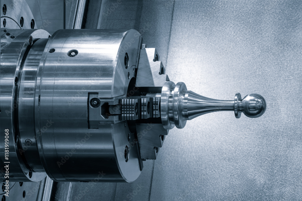 Poster manufacturing professional metalworking machine. industrial concept. programmable modern cnc digital