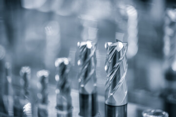 Industrial metalworking concept, milling cutter, metal cutter close up CNC cutters for metal....