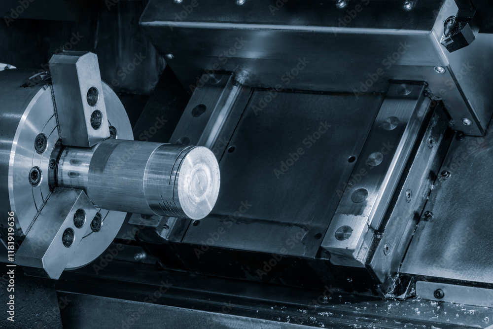 Poster manufacturing professional metalworking machine. industrial concept. programmable modern cnc digital