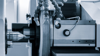 Manufacturing professional metalworking machine. Industrial concept. Programmable modern cnc digital  digital program machine