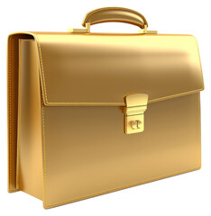 PNG  Business bag briefcase shiny gold.