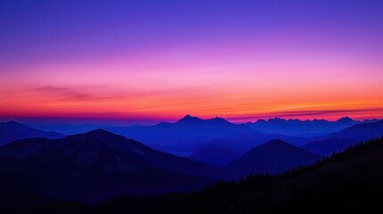 Fototapeta premium Majestic sunset over mountain range nature landscape tranquil viewpoint colorful gradient sky