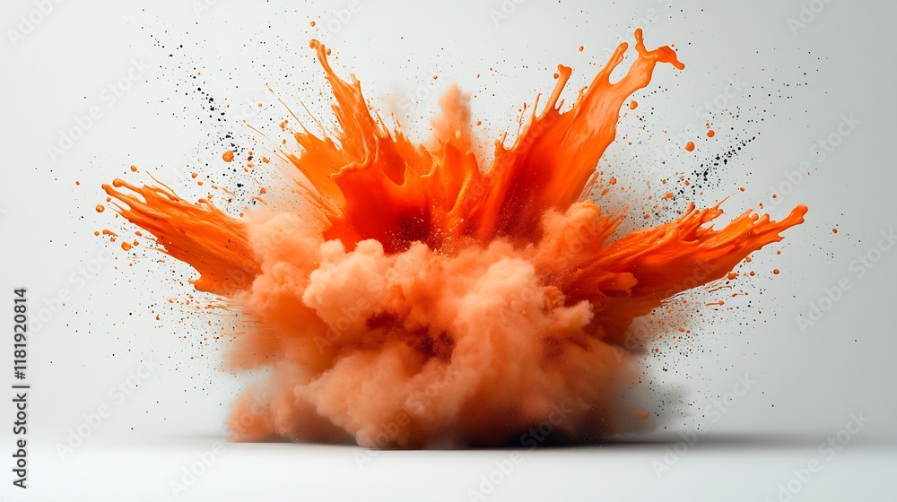Poster powerful and energetic orange fluid explosion immortalized on a pristine white canvas showcasing bol