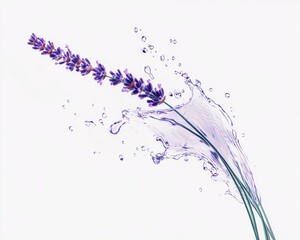 Lavender flower splashing in water, showcasing beauty and serenity in nature.