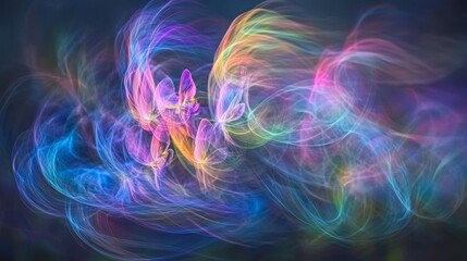 Ethereal Butterfly Orchid Dreamscape, Colorful Fractal Art