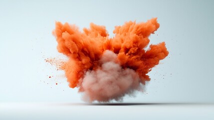 Dramatic orange fluid explosion dynamically frozen on a pristine white canvas showcasing bold color contrast and energetic motion for an visual experience