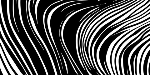 Black and white background wavy optical illusion illustration wave texture, abstract motion, Zebra Animal Print Wallpaper Background wavy optical illusions. Black & white wavy design graphic work