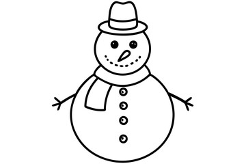 Snowman Line Art Vector Illustration - Christmas SVG Design