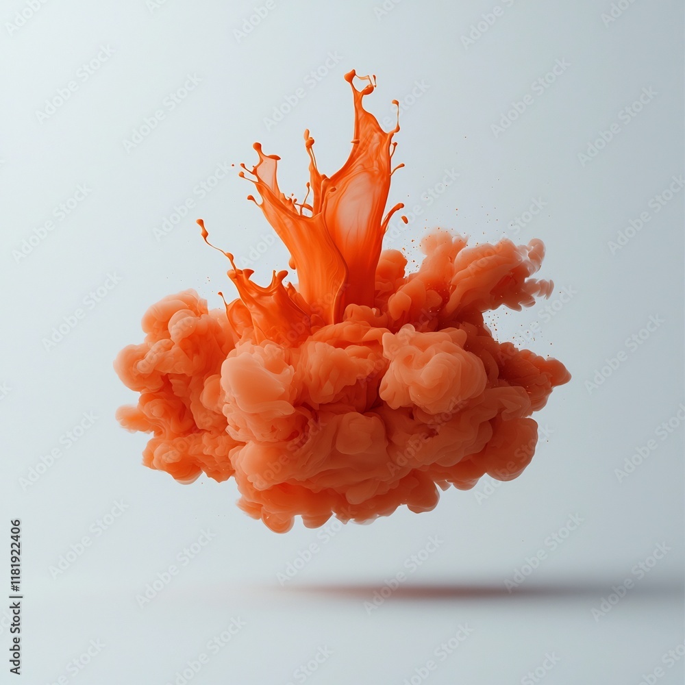 Aufkleber frozen in time vibrant orange liquid explosion in digital art captured with precision using speciali