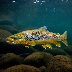 Lebende Bachforelle unter Wasser