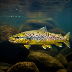 Lebende Bachforelle unter Wasser