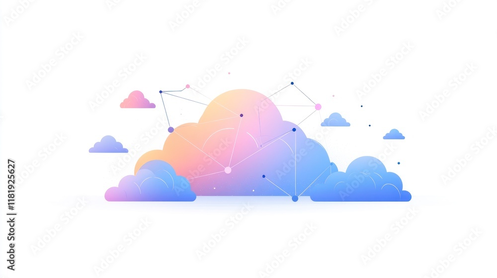 Poster cloud computing network connection concept.