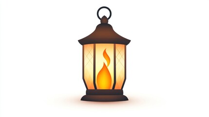 Fototapeta premium Illuminated lantern with a warm glowing flame inside.