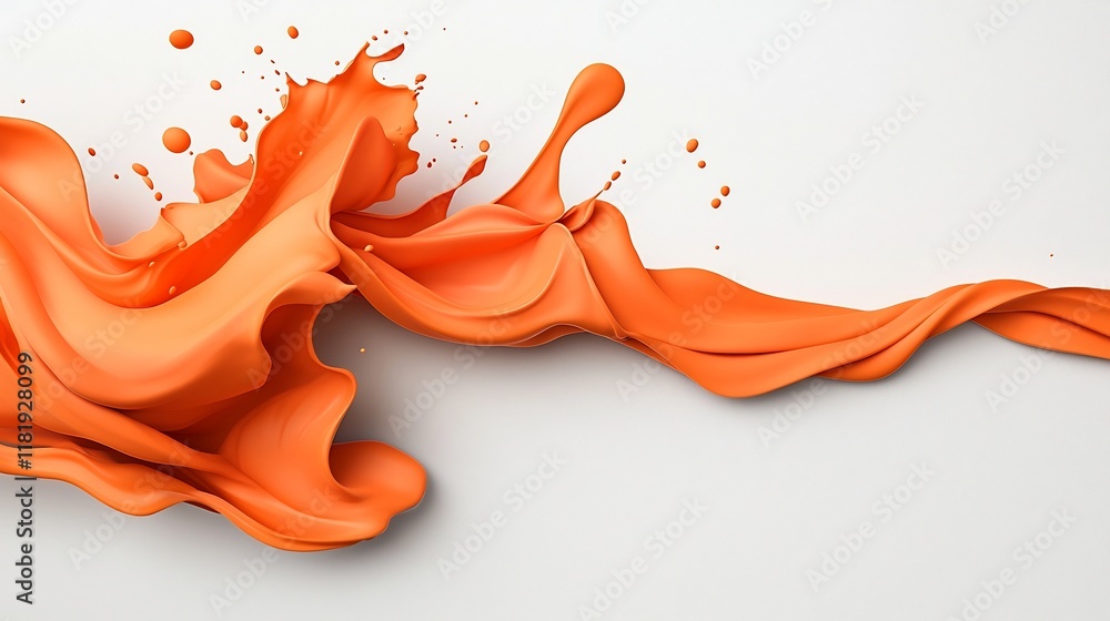 Poster mesmerizing midair fluid shapes in dynamic cinematic abstract composition with bold orange color sus