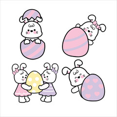 Cute Bunny with Easter Egg Illustration