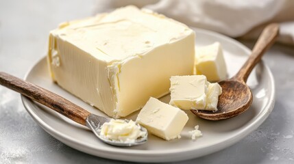 Freshly Churned Butter on Rustic Plate