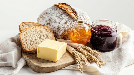 Rustic Breakfast Setup with Fresh Ingredients and Butter