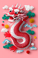 Obraz premium 3d Chinese new year greeting with a red dragon