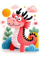Obraz premium 3d Chinese new year greeting with a red dragon