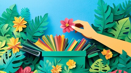 Donation Box Papercut Hand with Generosity Theme