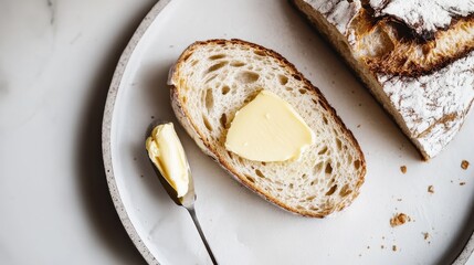 Freshly Sliced Crusty Bread with Butter