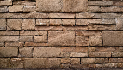 Fototapeta premium huge stone wall texture empty brown stone block wall background reduce stone floor
