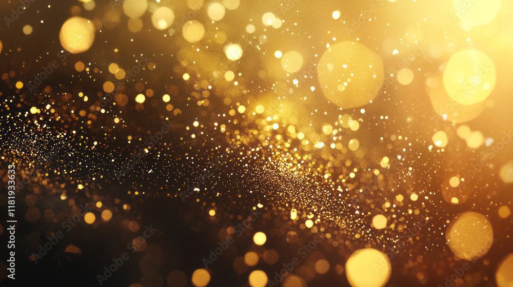 Poster golden glittering sparkles creating an elegant and festive abstract background