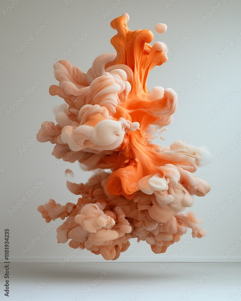 Poster dramatic orange fluid eruption captivating abstract visual art with dynamic motion and vivid color c